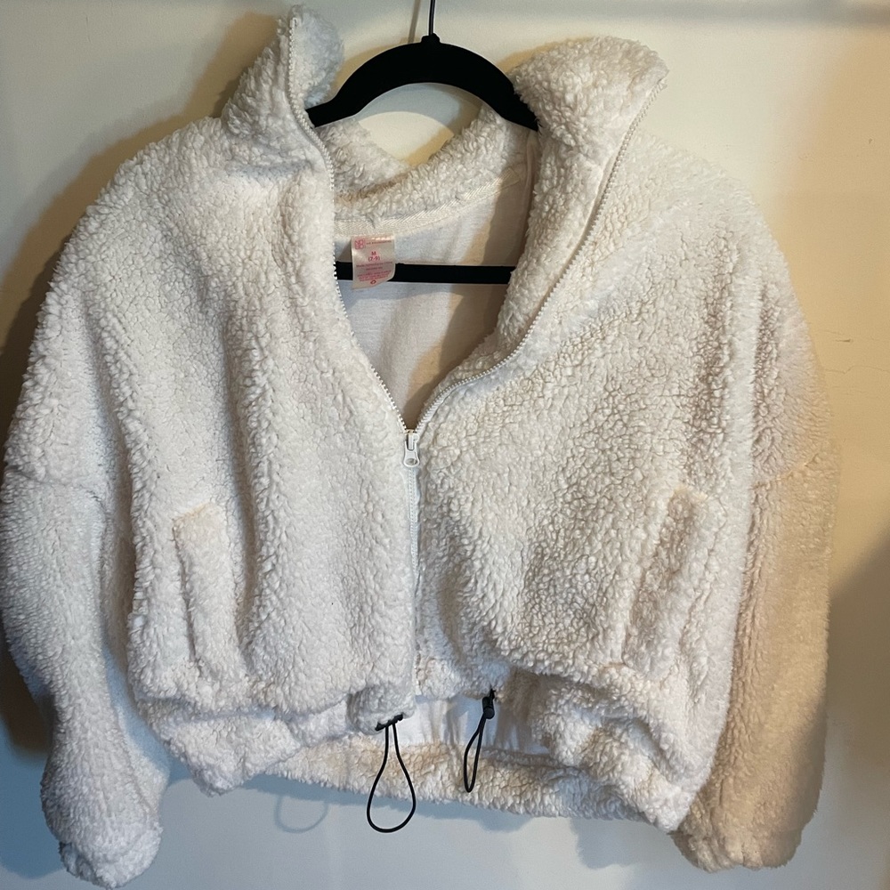 Women’s fleece cropped zip jacket